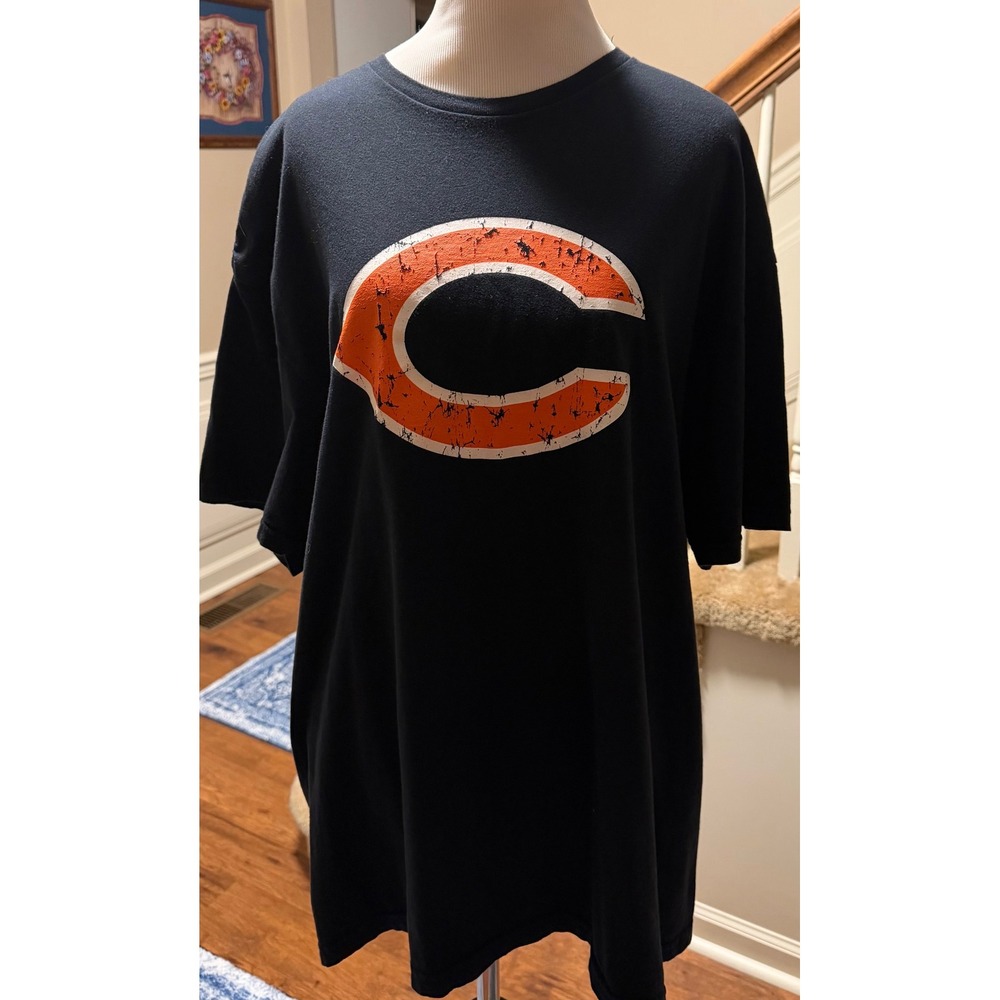 Chicago Bears Black Graphic T Shirt Orange C Logo Gildan Softstyle 2XL
